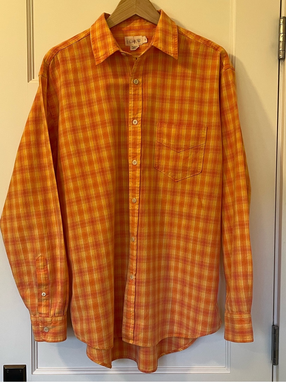 J.Crew • Vintage 1999 Sunshine Orange Plaid Button Down Shirt • Men’s M